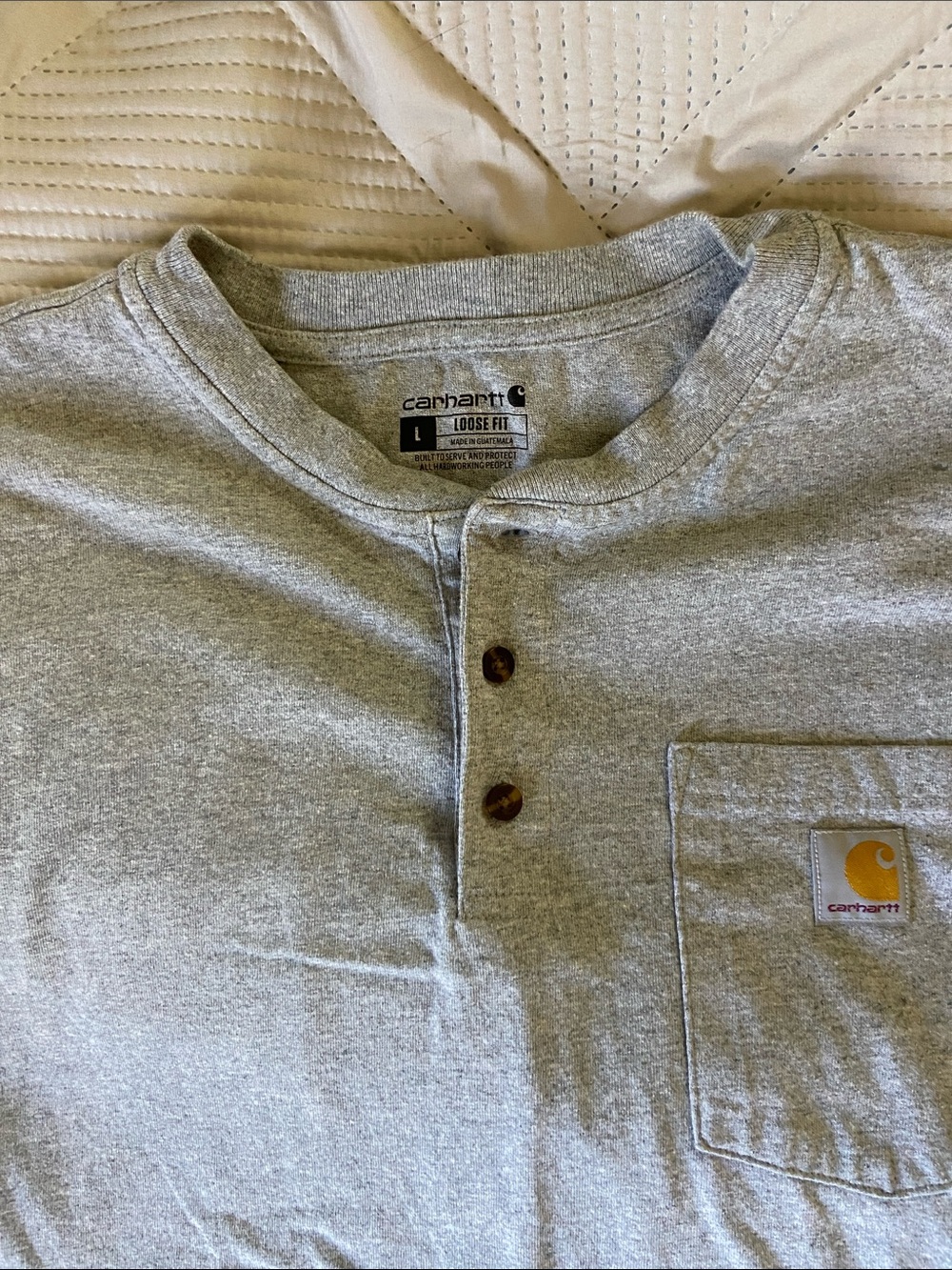 Carhartt Men's Heather Gray Henley Pocket Shirt